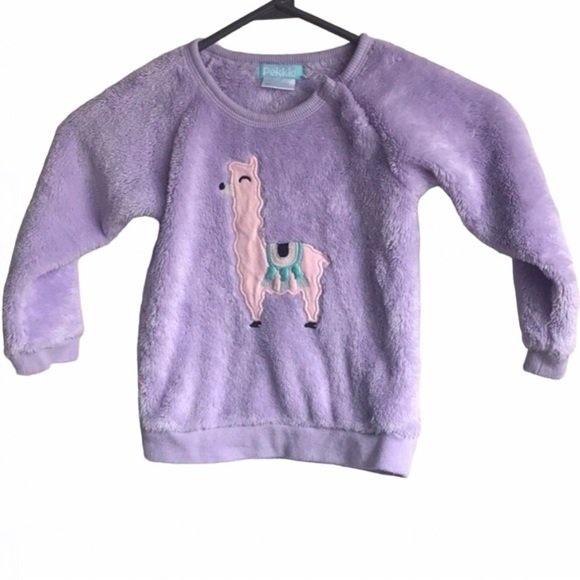 3/$20 PEKKLE 24M lilac llama girl sweater - Picture 1 of 3